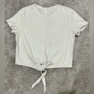 Lululemon Cropped Tie Front T-Shirt-Rhino Grey-Size Medium